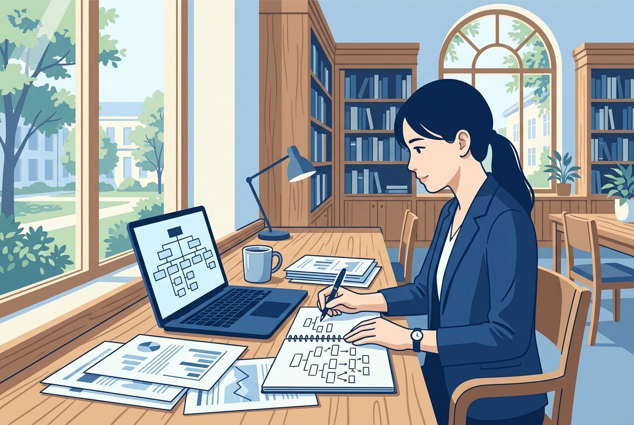 ANAホールディングス子会社ランキングについて公開されている情報を確かめている場面のイラスト