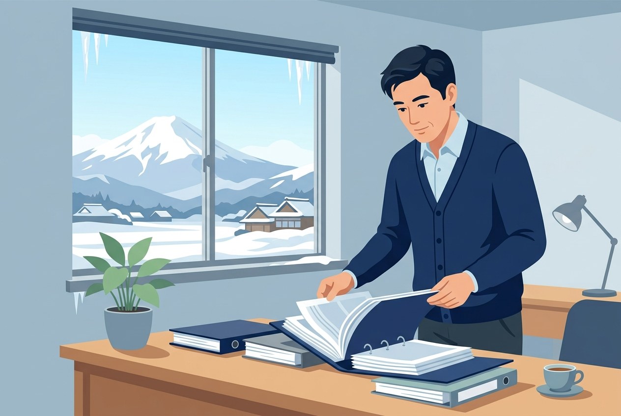 長野で入ってはいけない運送会社一覧について公開されている情報を確かめている場面のイラスト