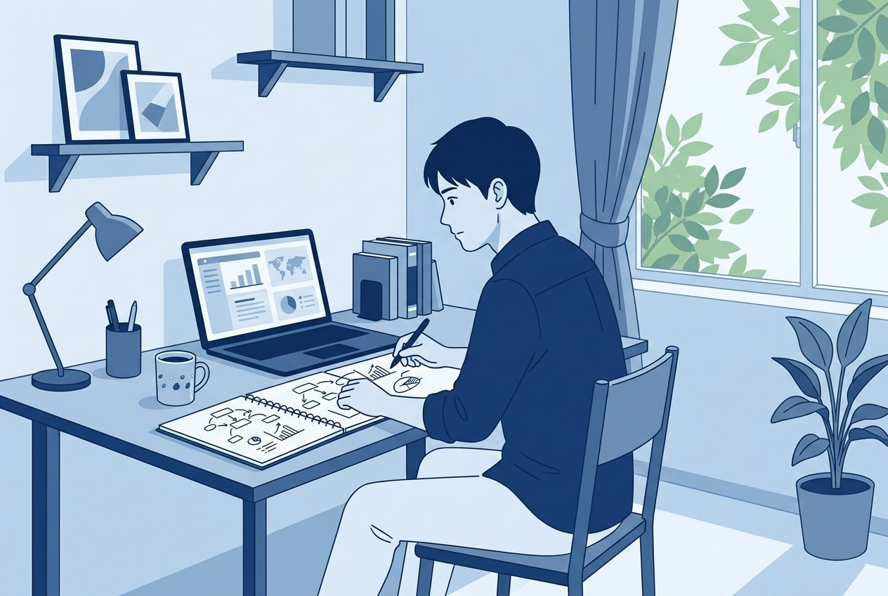 日本郵政子会社ランキングの読み方について公開されている情報を確かめている場面のイラスト
