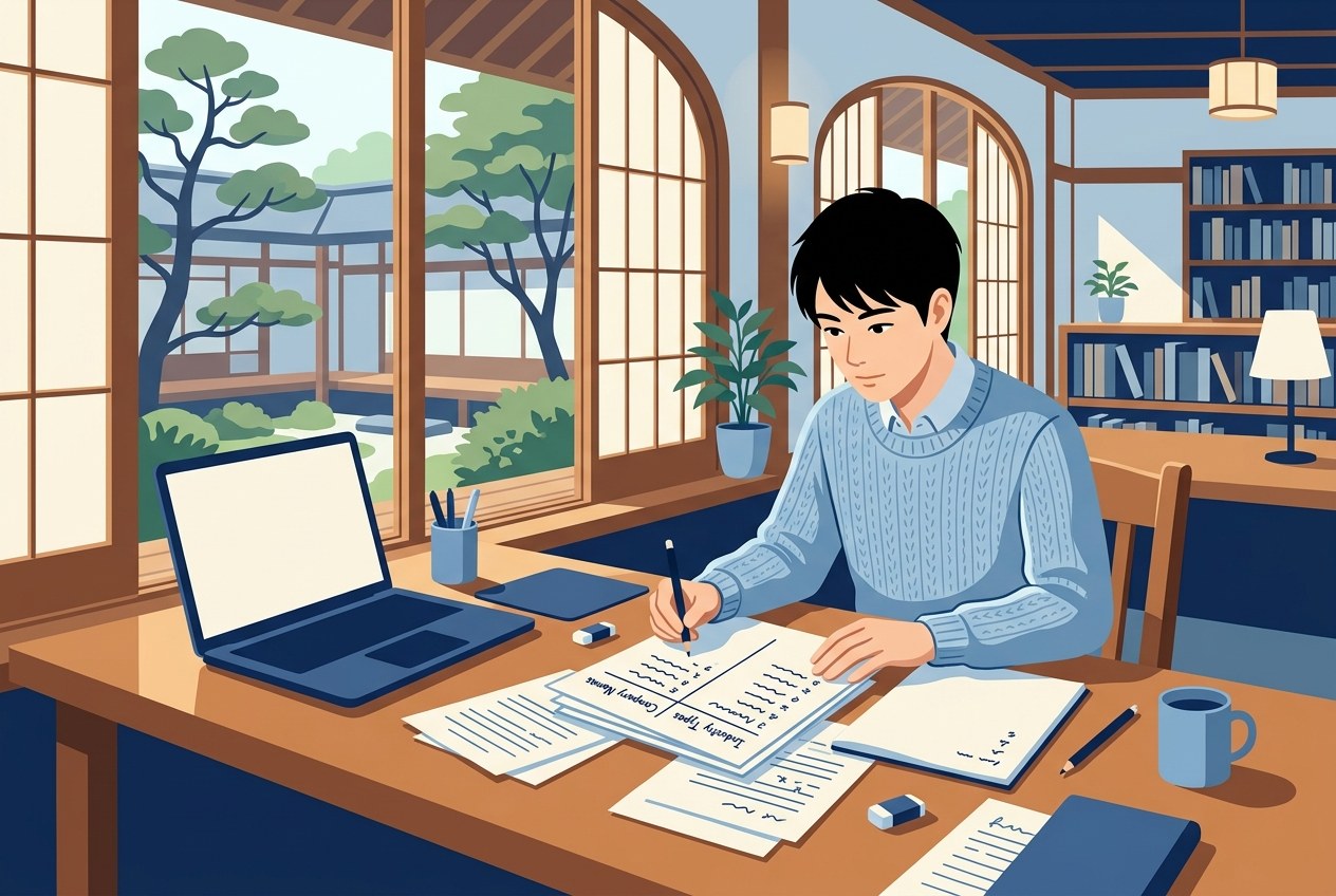 三井住友フィナンシャルグループ子会社ランキングについて公開されている情報を確かめている場面のイラスト
