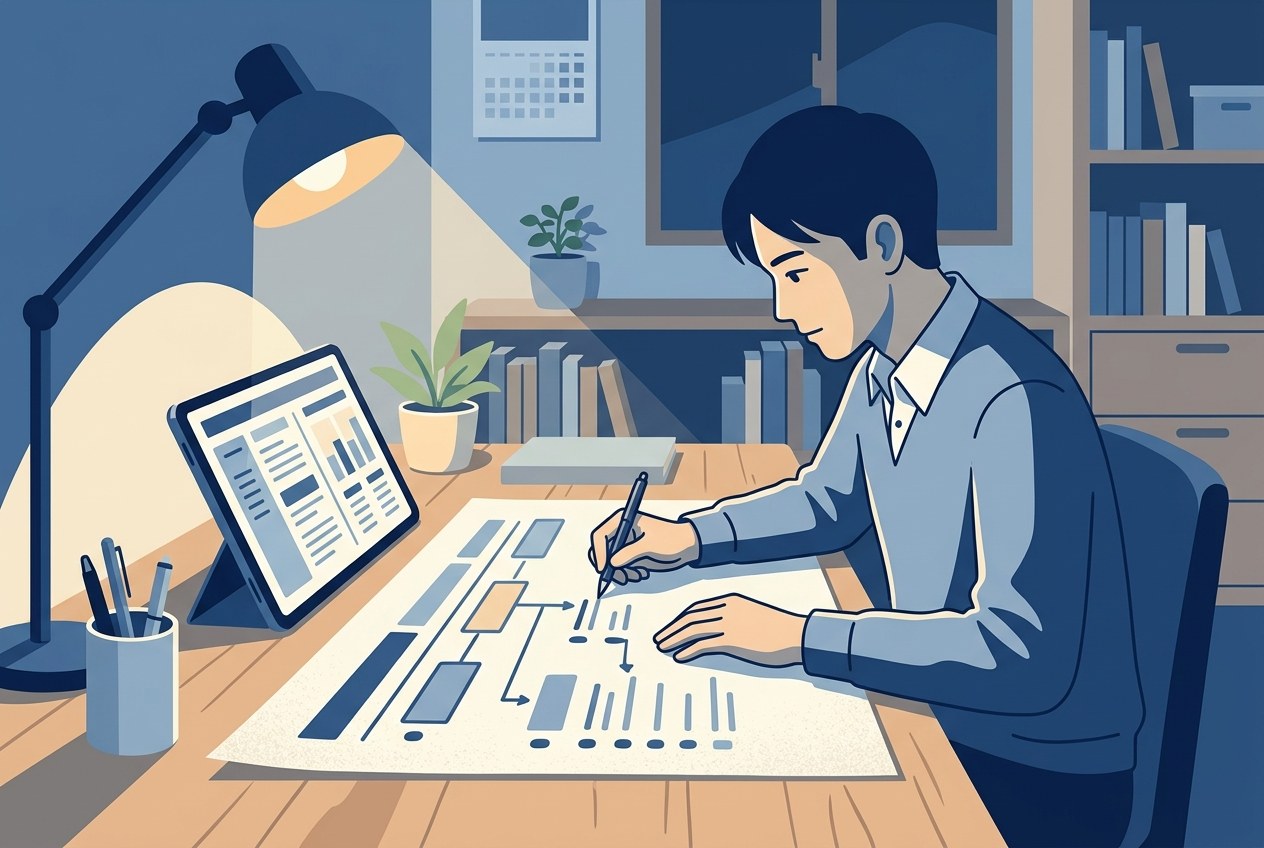 関西電力の子会社ランキングについて公開されている情報を確かめている場面のイラスト