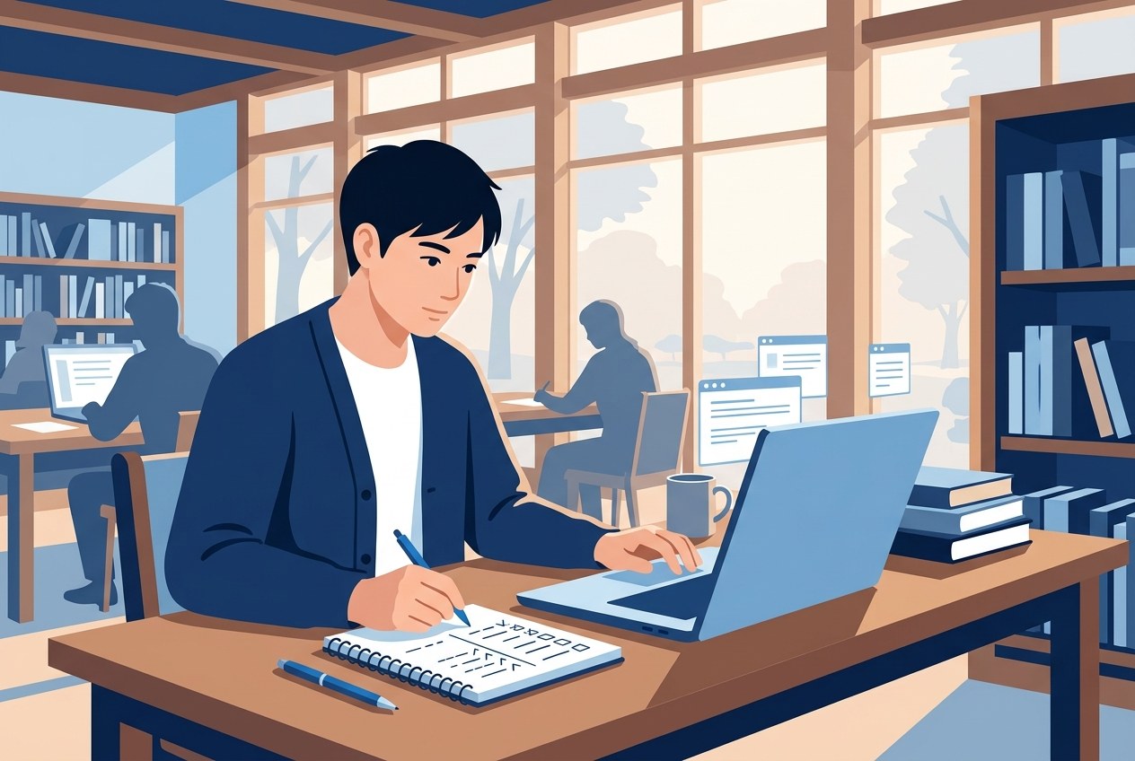 ヤマトホールディングス子会社ランキングについて公開されている情報を確かめている場面のイラスト