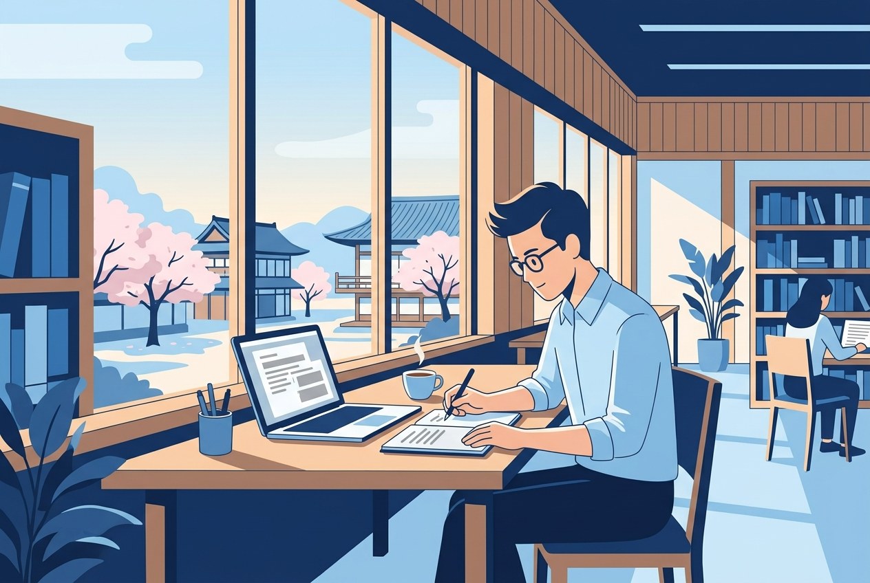 三井不動産子会社ランキングについて公開されている情報を確かめている場面のイラスト