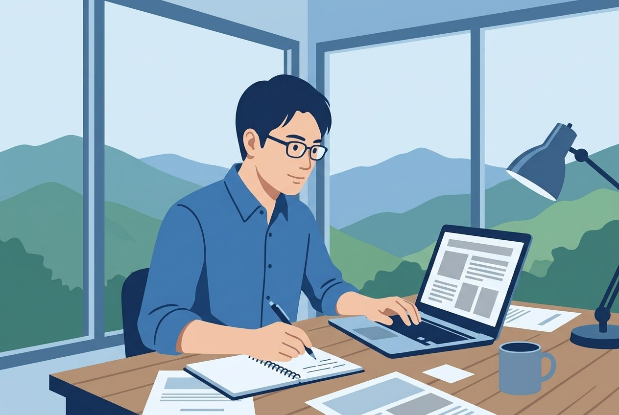 岐阜で入ってはいけない運送会社一覧について公開されている情報を確かめている場面のイラスト