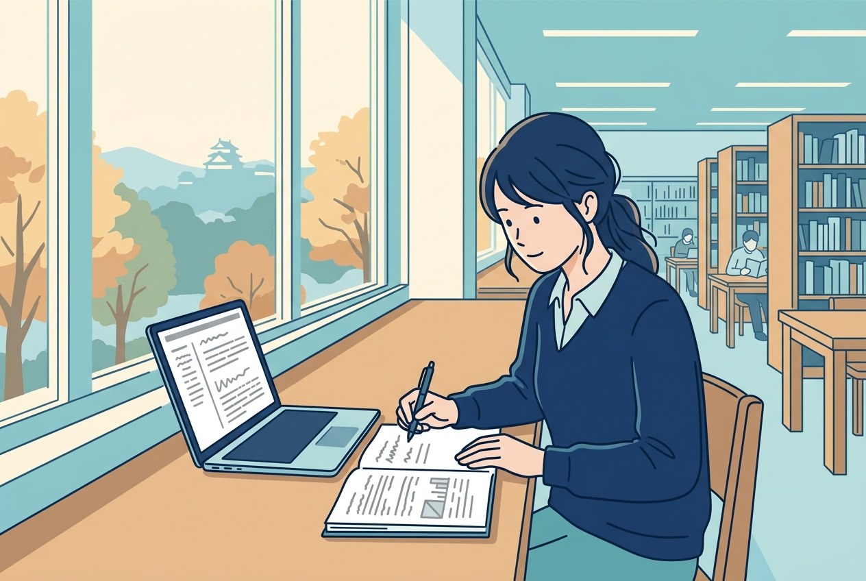 愛媛で入ってはいけない運送会社一覧について公開されている情報を確かめている場面のイラスト