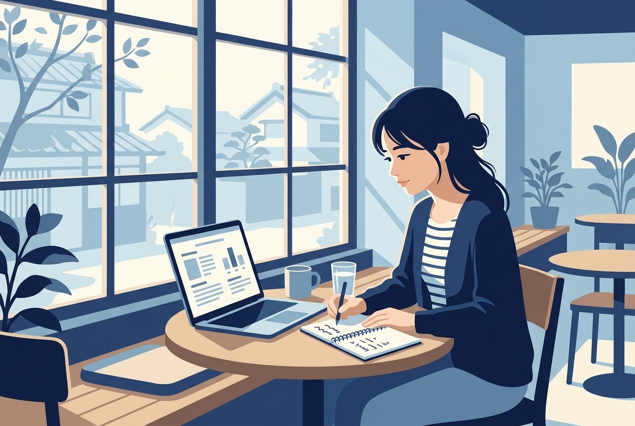 MS&ADインシュアランスグループ子会社ランキングについて公開されている情報を確かめている場面のイラスト