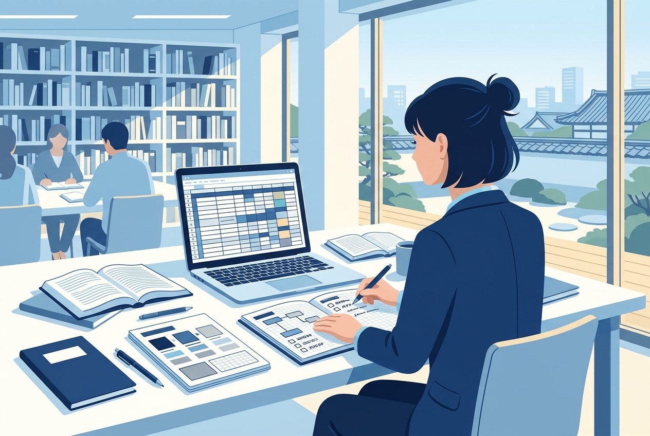 味の素子会社ランキングについて公開されている情報を確かめている場面のイラスト