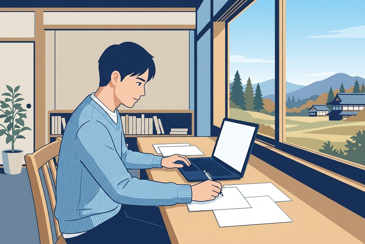 岩手で入ってはいけない運送会社一覧について公開されている情報を確かめている場面のイラスト