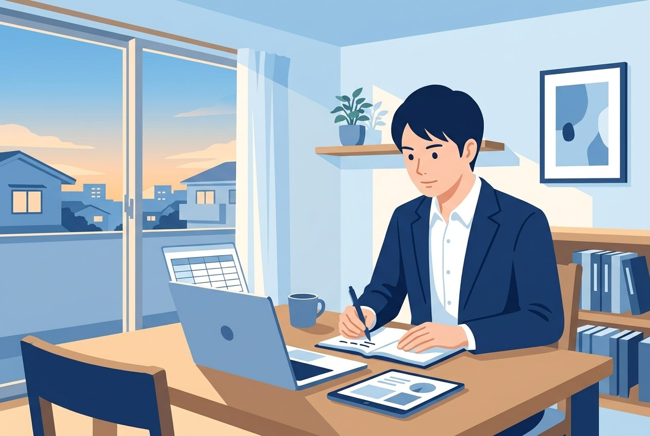 大日本印刷子会社ランキングについて公開されている情報を確かめている場面のイラスト