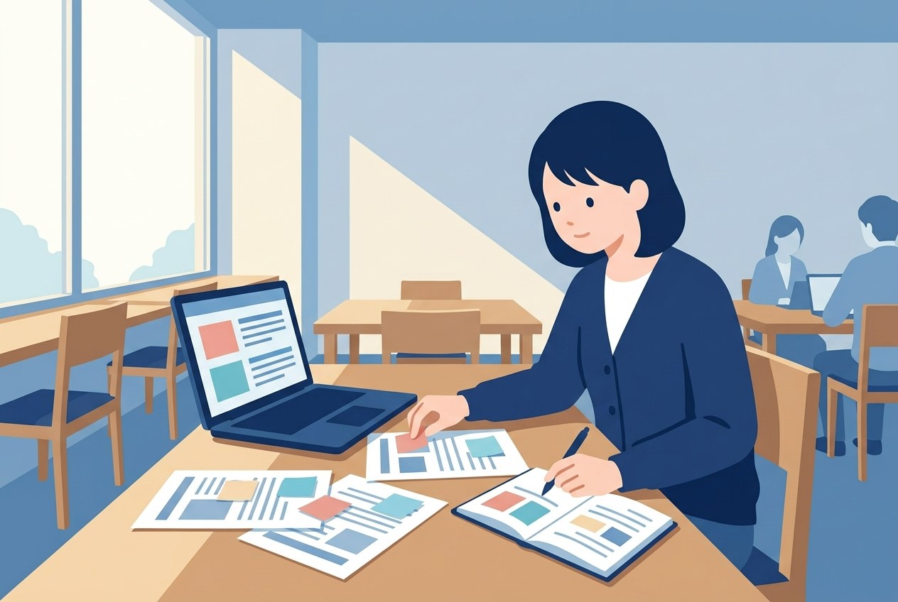 ENEOSホールディングス子会社ランキングについて公開されている情報を確かめている場面のイラスト