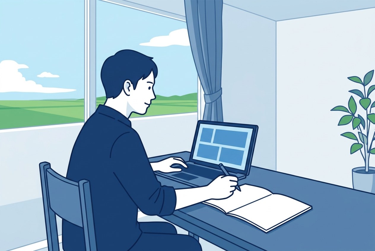 佐賀で入ってはいけない運送会社一覧について公開されている情報を確かめている場面のイラスト